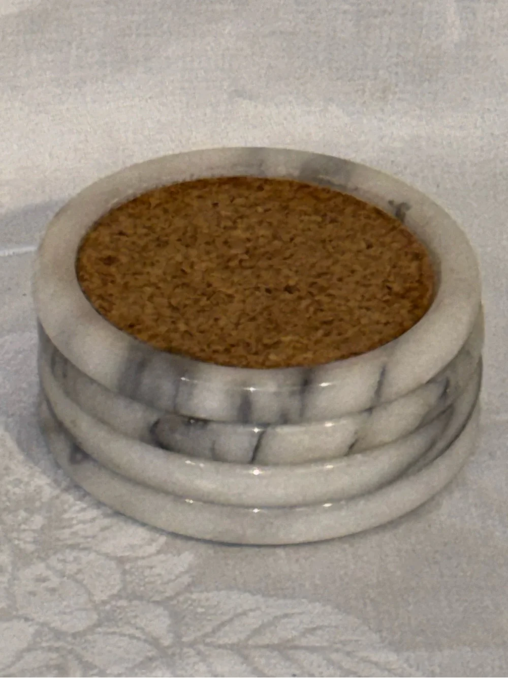 Italian Marble Coasters MCM Made in Italy Vintage Set of 4 Cork Inlay